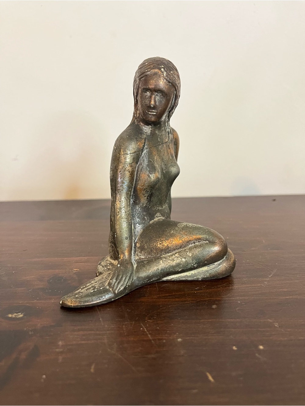 Vintage antique Little Mermaid bronze statue